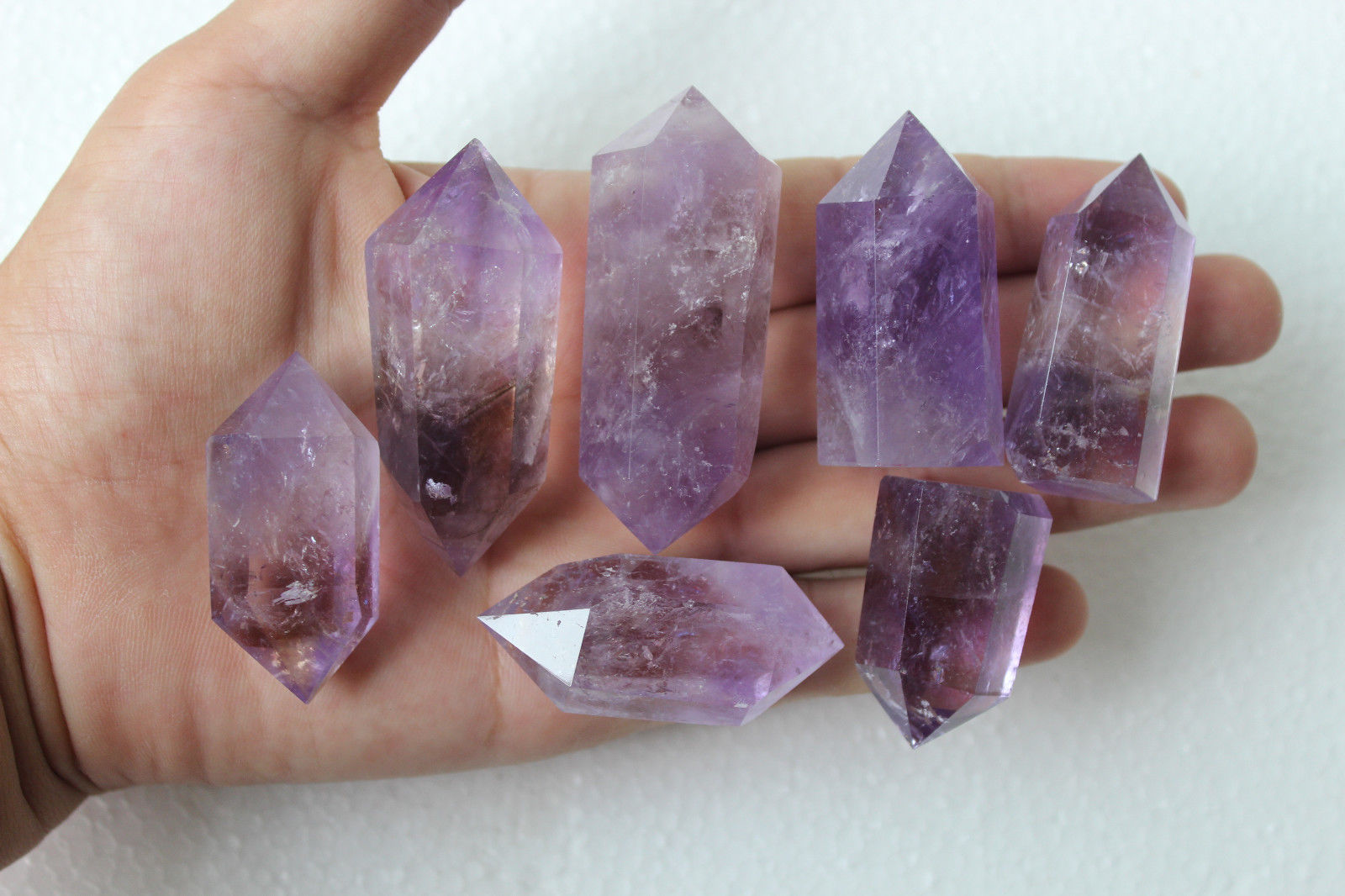 218g 7pcs NATURAL Amethyst QUARTZ CRYSTAL  WAND POINT HEALING