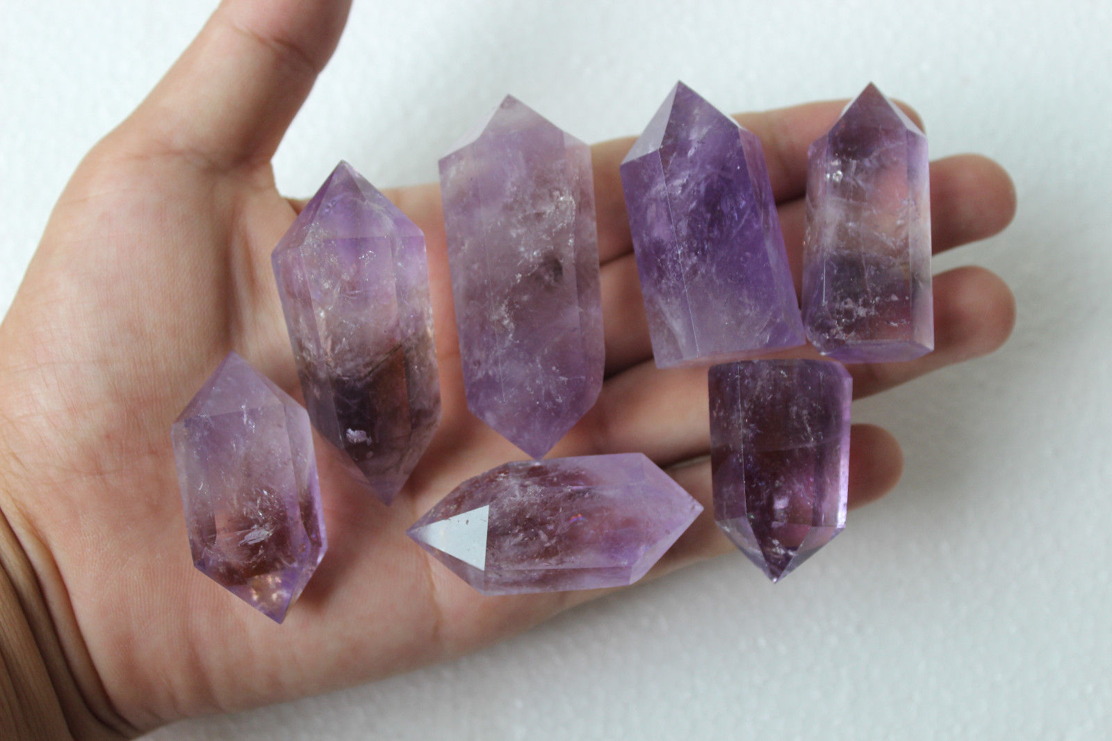 218g 7pcs NATURAL Amethyst QUARTZ CRYSTAL  WAND POINT HEALING