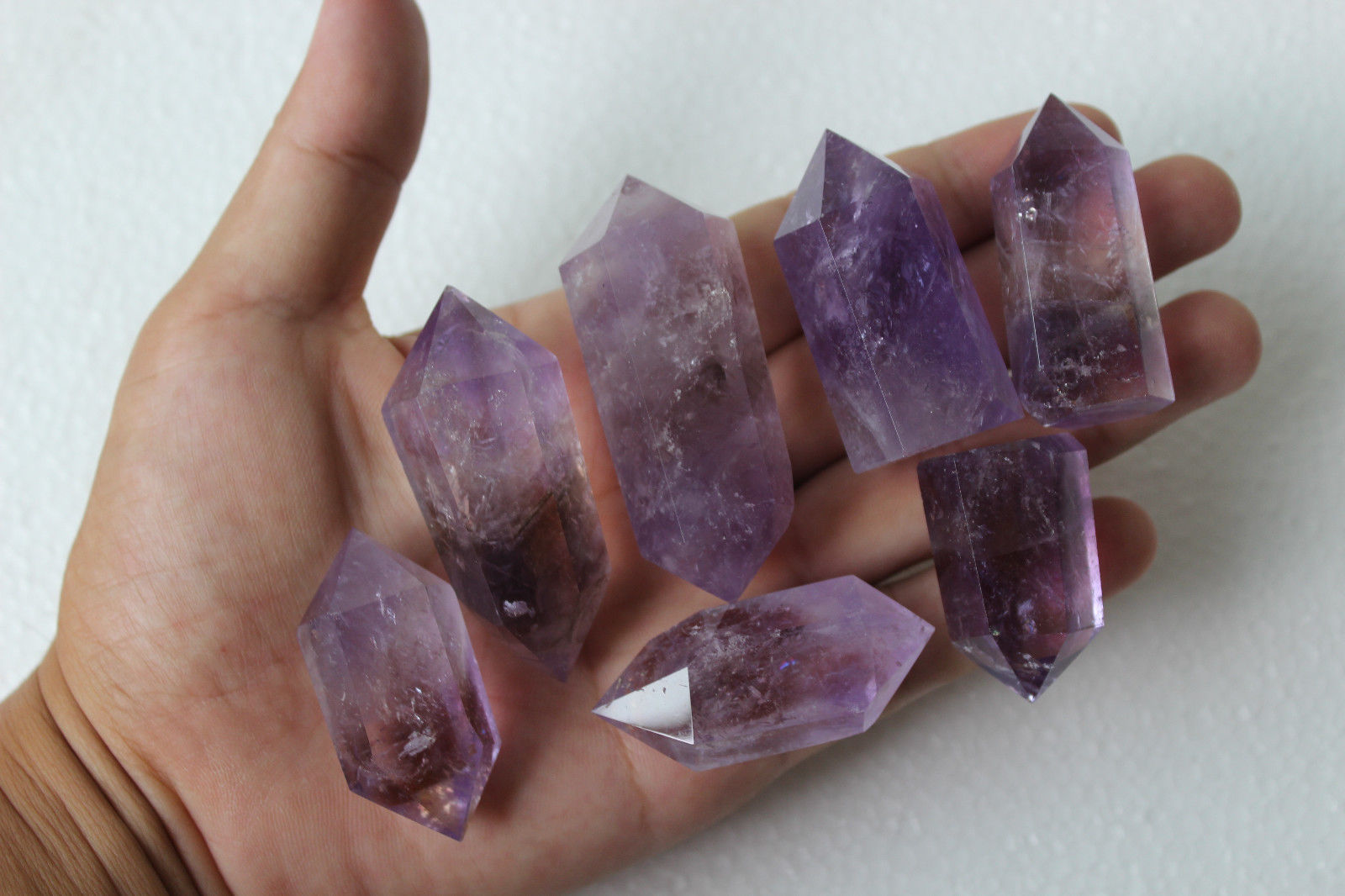 218g 7pcs NATURAL Amethyst QUARTZ CRYSTAL  WAND POINT HEALING