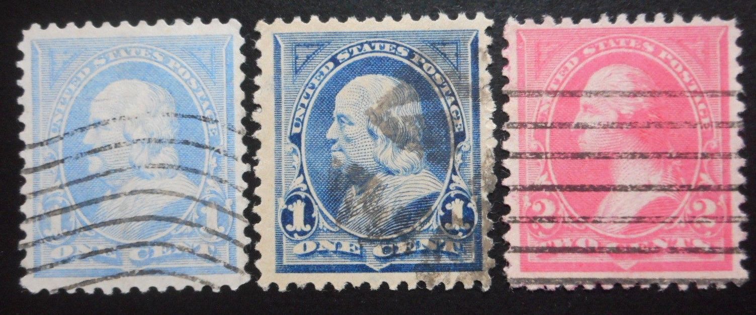 U.S.Stamp:Scott#246,#247,#248, 1c & 2c,  The First Bureau issues, Series of 1894