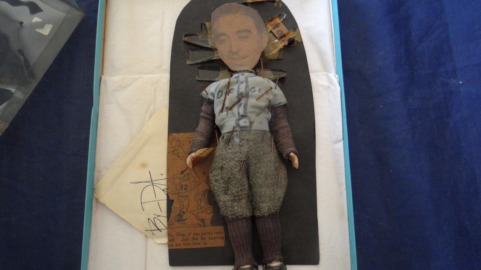 Rare Baseball Brooklyn Dodgers Sal Maglie Folk Art Primitive Voodoo Doll Signed