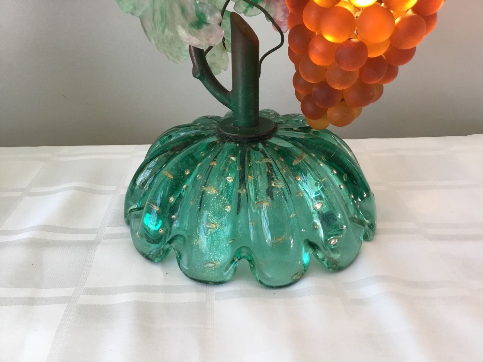 Vintage Art Nouveau Murano Glass Grape Cluster Fruit Figural Lamp