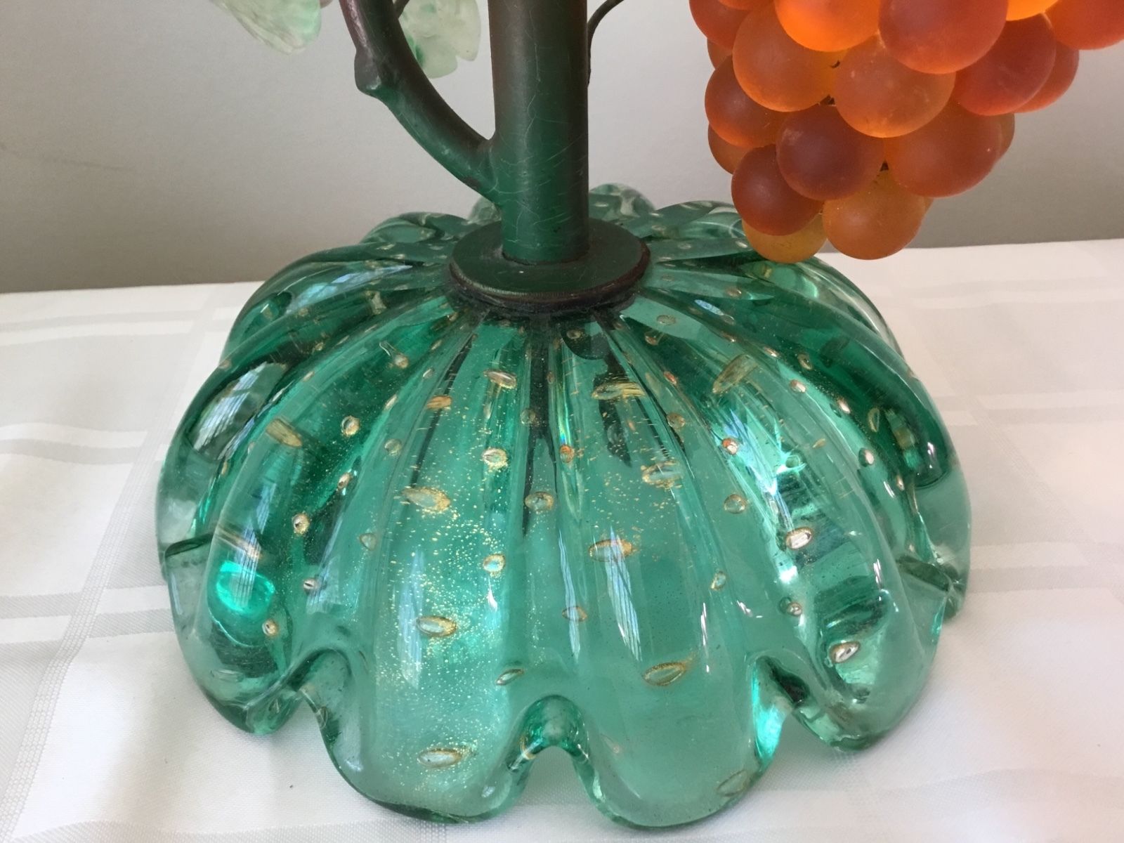 Vintage Art Nouveau Murano Glass Grape Cluster Fruit Figural Lamp