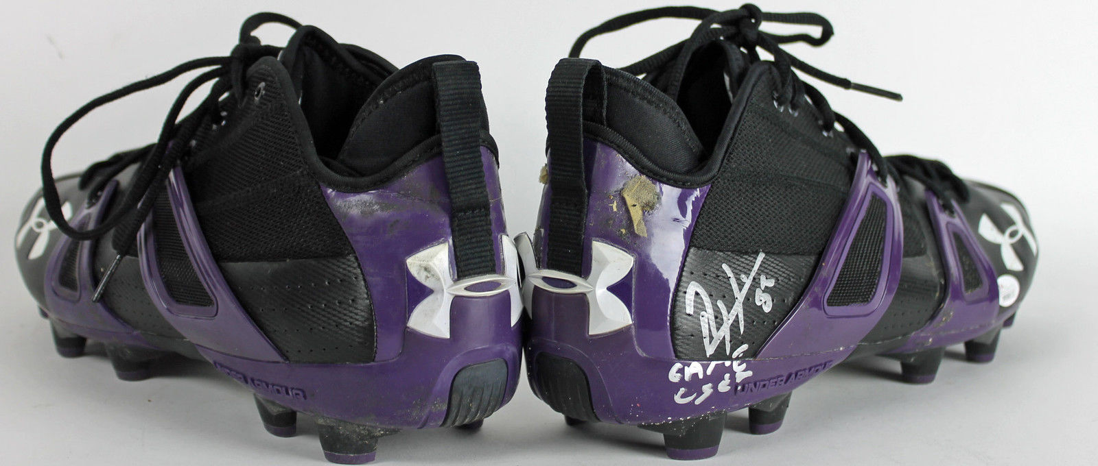 Ravens Ray Lewis "Game Used" Signed Size 12.5 Under Armour Cleats JSA Witness