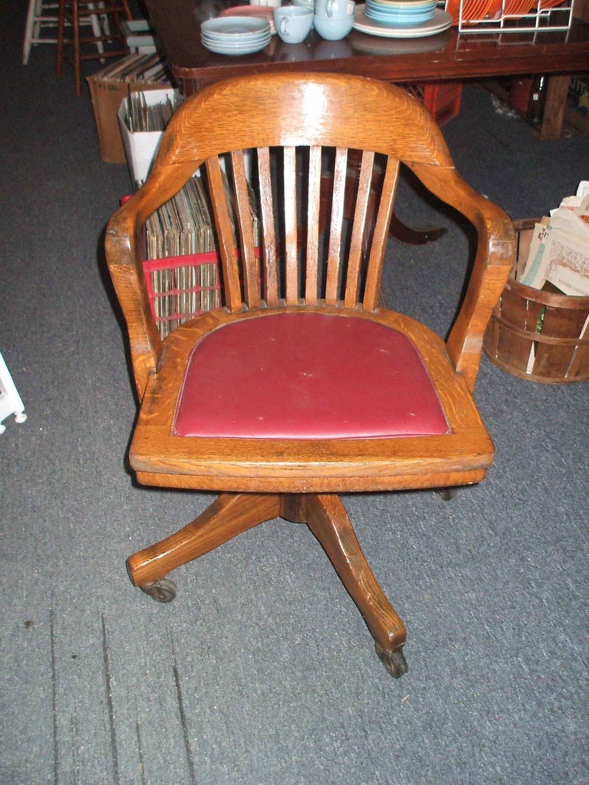 Oak Office Desk Arm Chair Vintage Antique Swivel Marble Chair Co