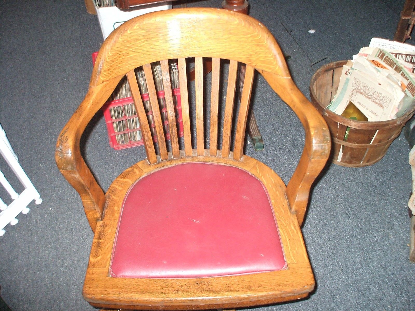 Oak Office Desk Arm Chair Vintage Antique Swivel Marble Chair Co