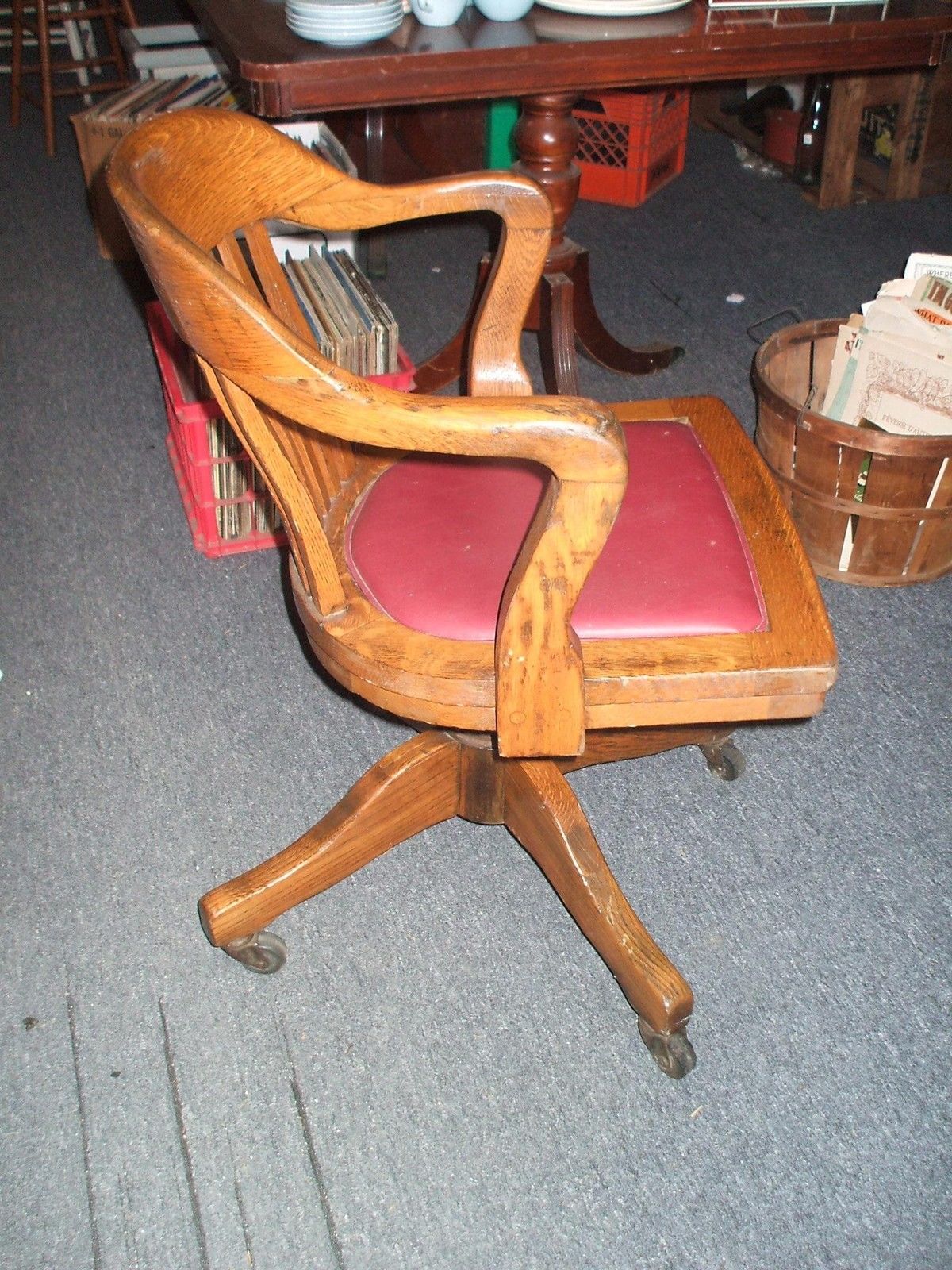 Oak Office Desk Arm Chair Vintage Antique Swivel Marble Chair Co