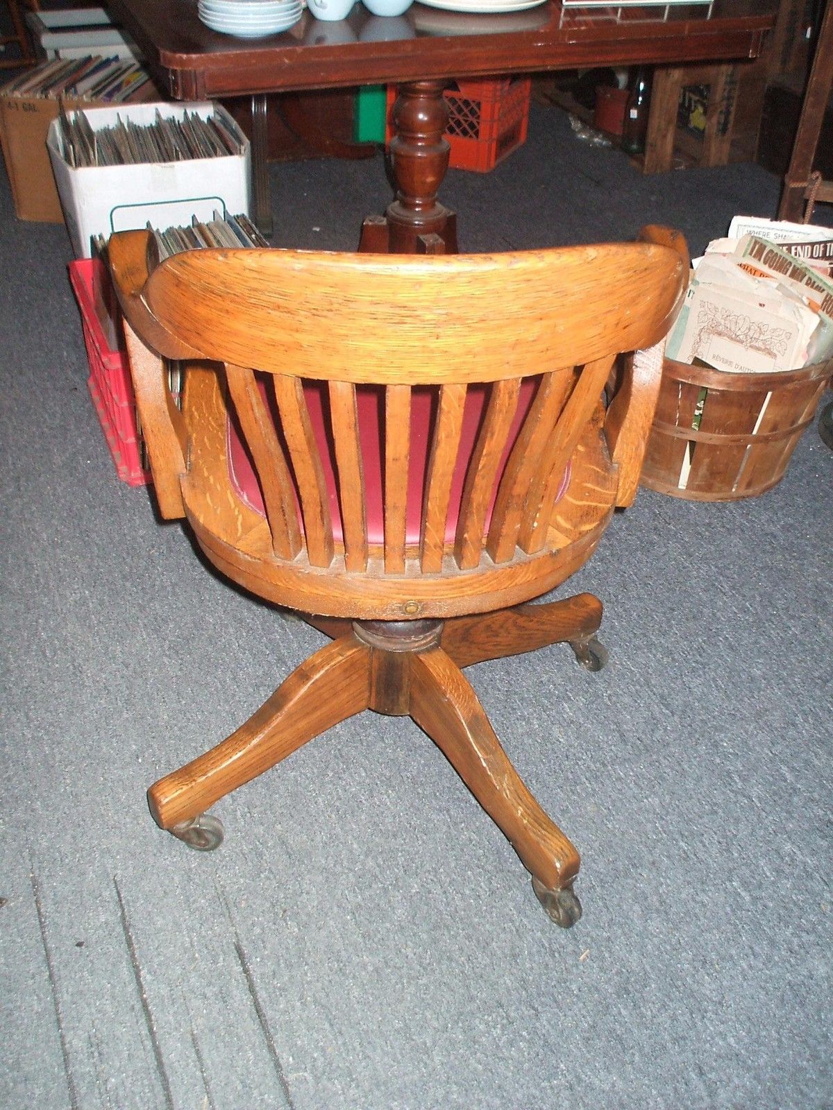 Oak Office Desk Arm Chair Vintage Antique Swivel Marble Chair Co