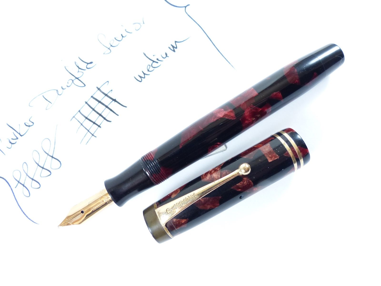 Restored Burgundy and Black Parker Duofold Senior Streamline Fountain Pen