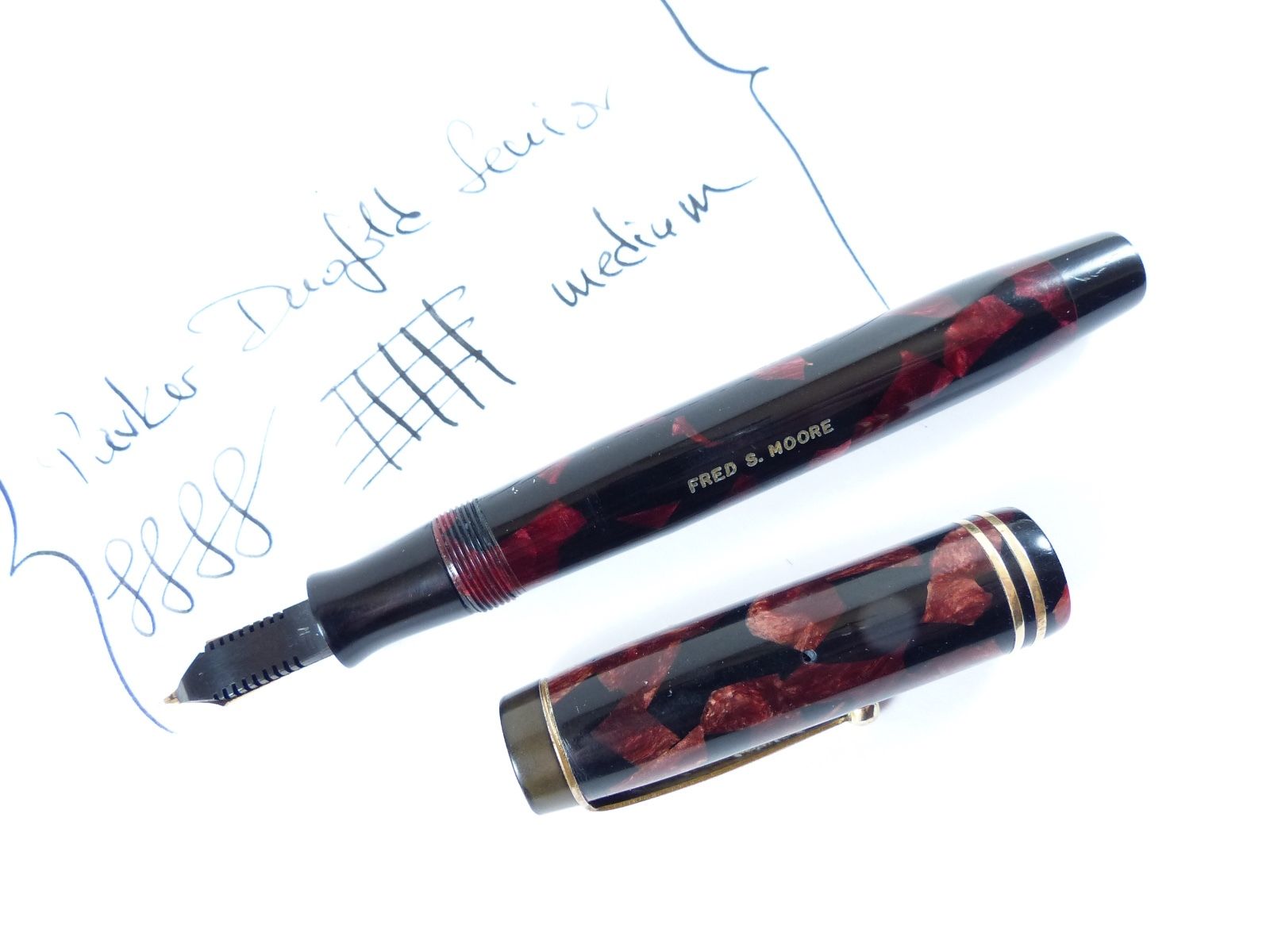 Restored Burgundy and Black Parker Duofold Senior Streamline Fountain Pen