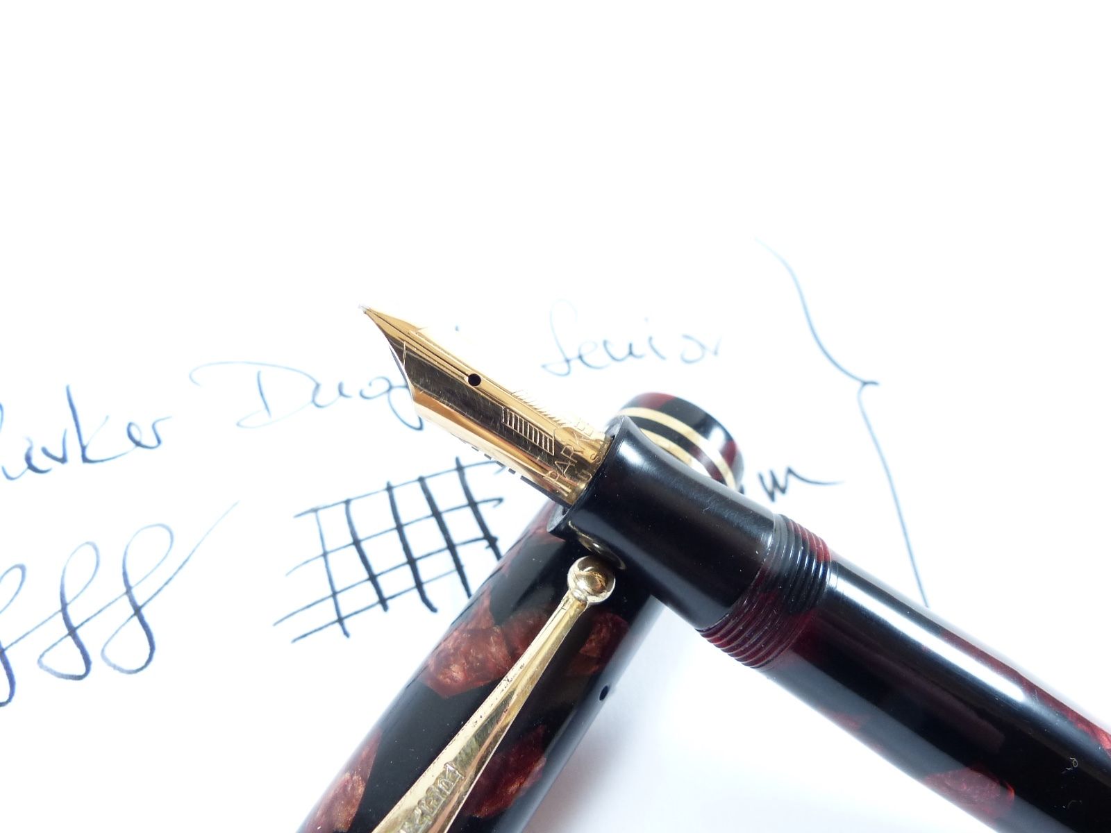 Restored Burgundy and Black Parker Duofold Senior Streamline Fountain Pen