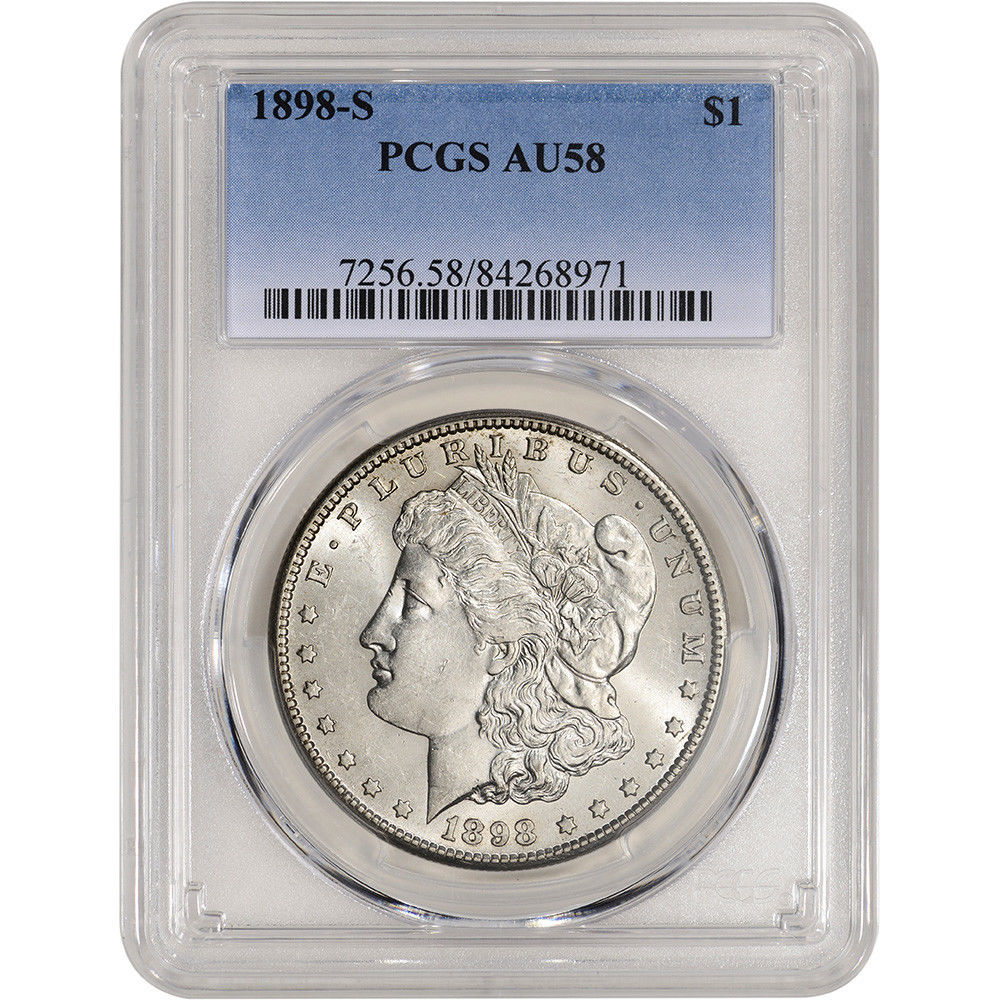 1898-S US Morgan Silver Dollar $1 - PCGS AU58