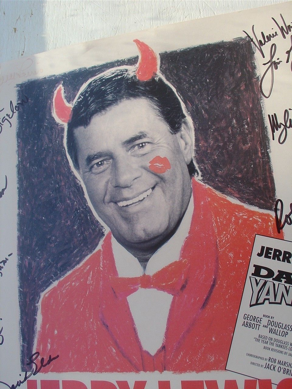 Theater Poster Signed Window Card Damn Yankees Jerry Lewis Broward Center FL 96