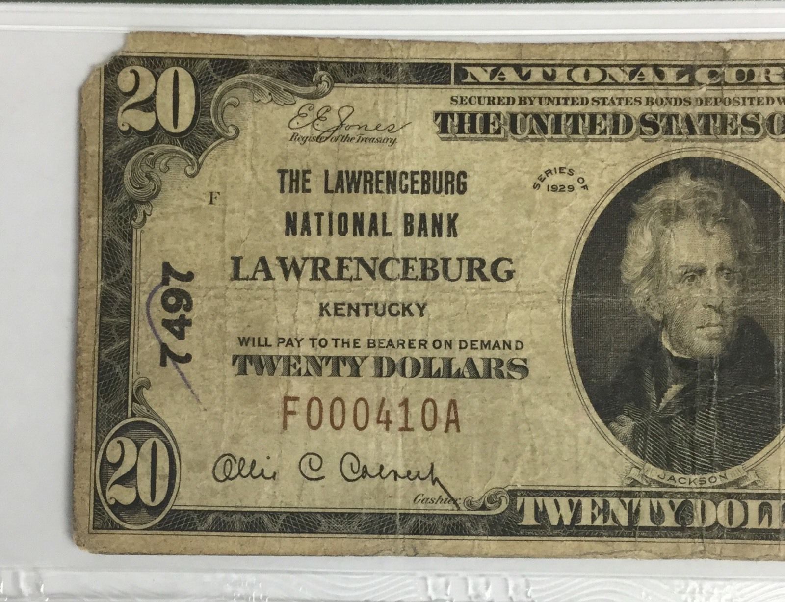 1929 $20 Lawrenceburg Kentucky ~ PMG VERY FINE VF 20 ~ CH # 7497 ~ FR# 1802-1