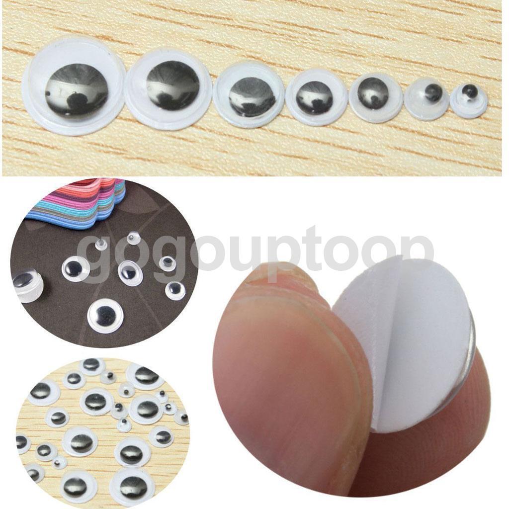 DIY 500pcs 4-12mm Joggle Moveable Black Eye Wiggly Googly Scrapbooking Eyes