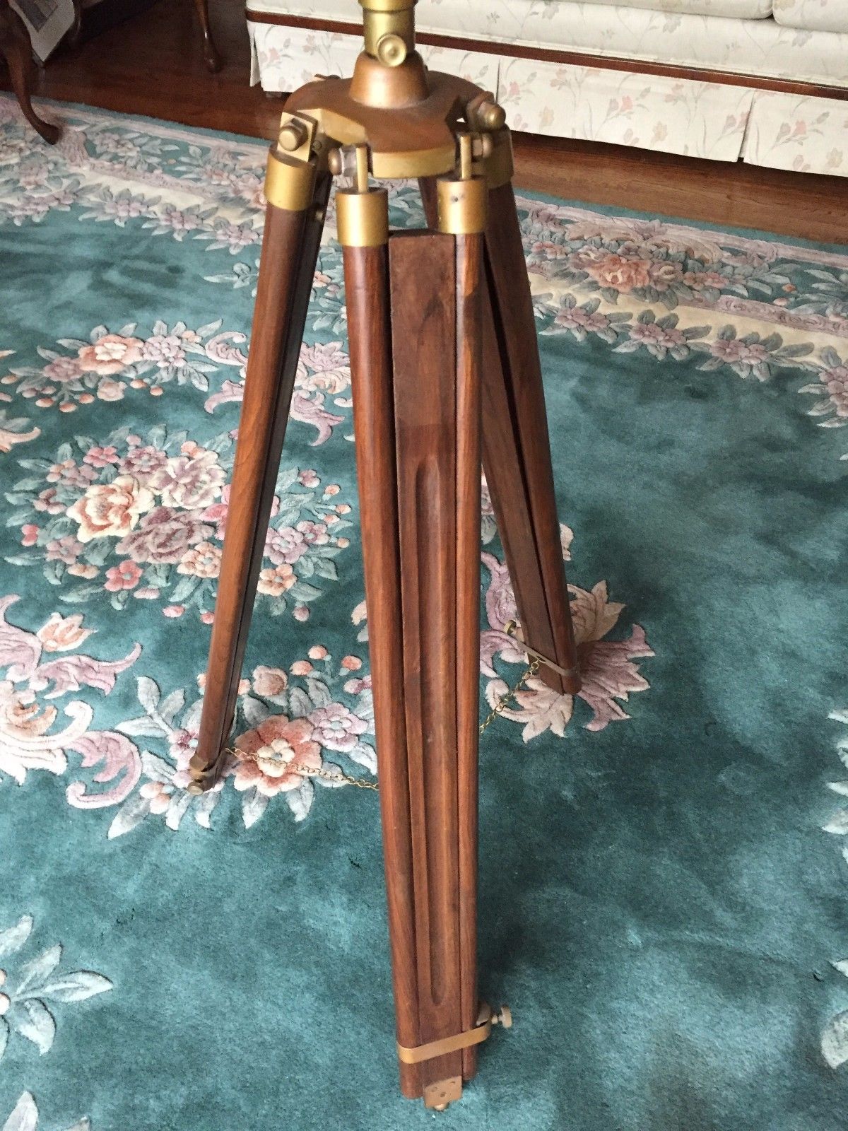 Vintage Brass Library Telescope with Brass and Wood Tripod Base Maker?