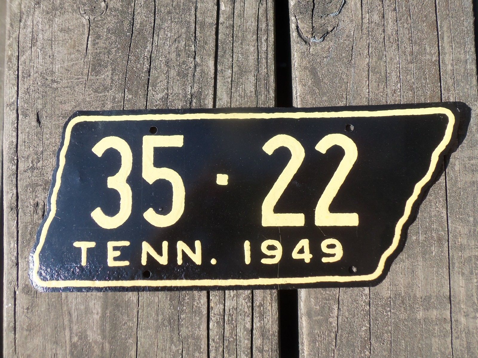 1949 Tennessee Motorcycle License Plate Tag - One of 1936 - 1965  Run