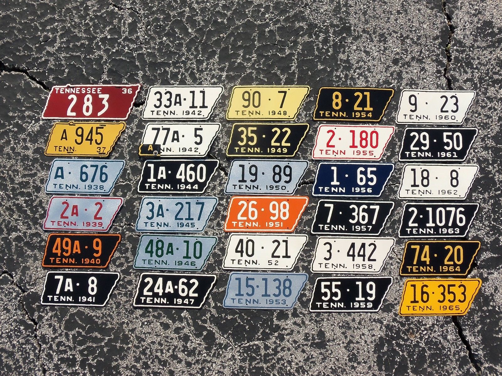 1949 Tennessee Motorcycle License Plate Tag - One of 1936 - 1965  Run