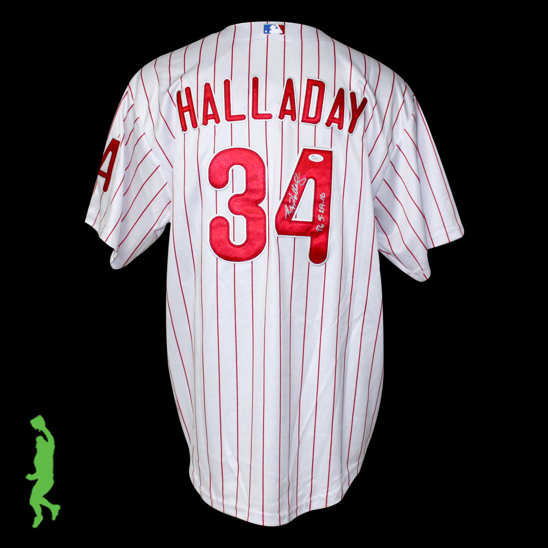 ROY HALLADAY PG 5-29-10 AUTOGRAPHED SIGNED PHILLIES BASEBALL JERSEY JSA COA