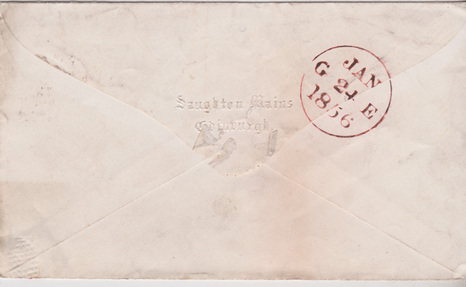 1856 QV GREAT BRITAIN SAUGHTON MAINS EDINBURGH COVER WITH 1d PENNY RED STAMP