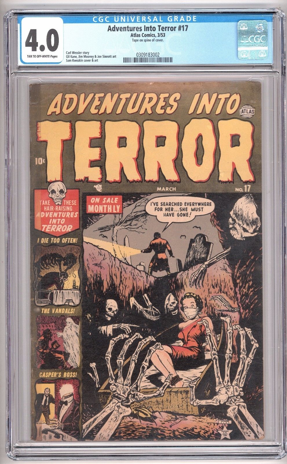 Adventures into Terror #17 CGC 4.0 Pre Code Horror PCH Bondage Cover Atlas L