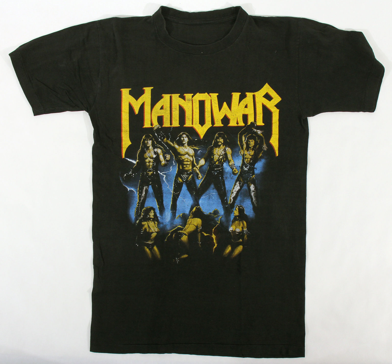 Manowar 1987 Fighting The World European Tour Vintage Concert T-Shirt - Original