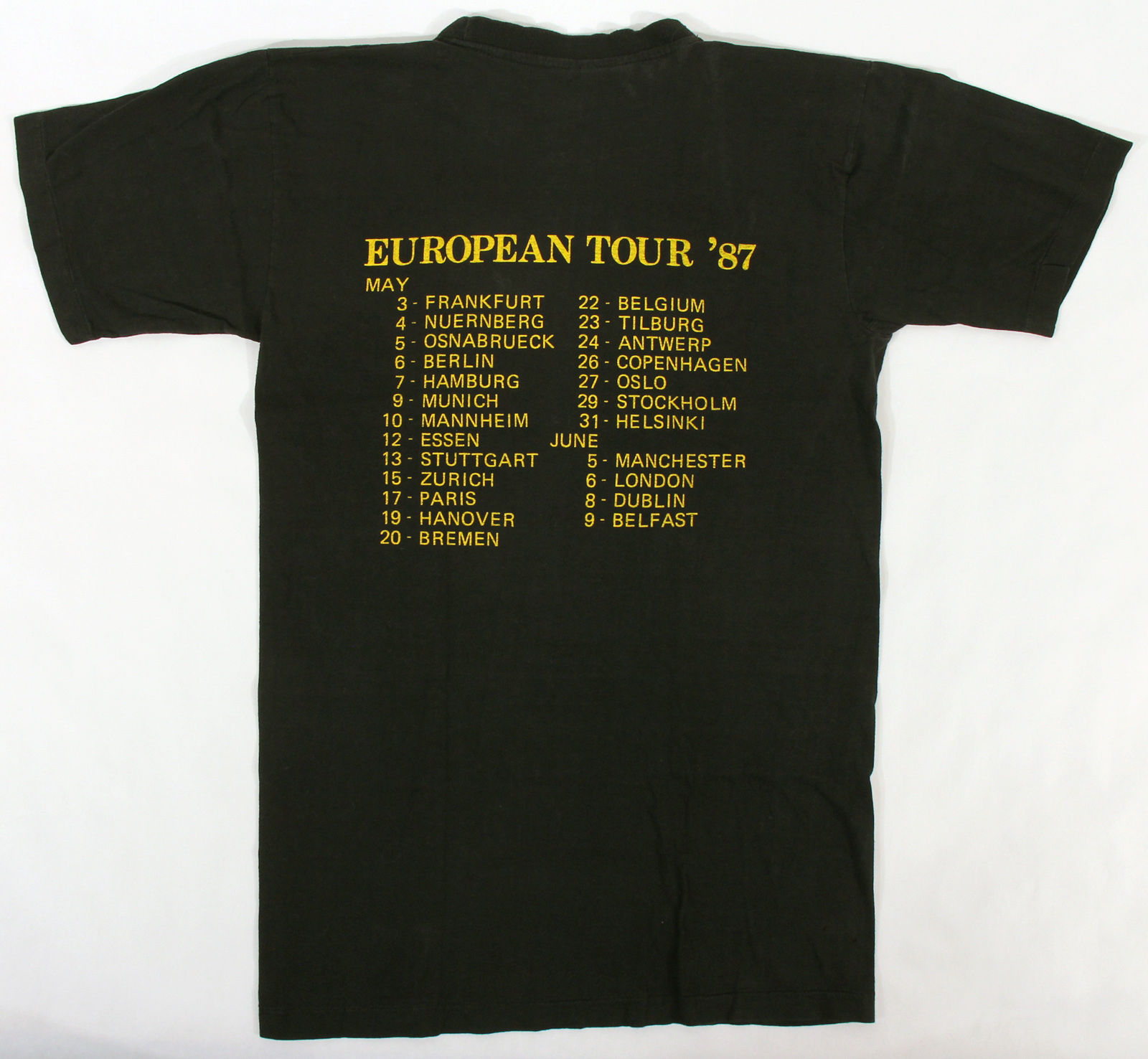 Manowar 1987 Fighting The World European Tour Vintage Concert T-Shirt - Original