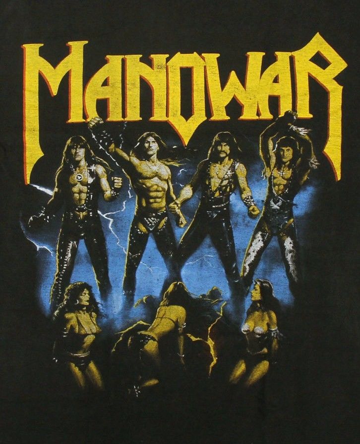 Manowar 1987 Fighting The World European Tour Vintage Concert T-Shirt - Original