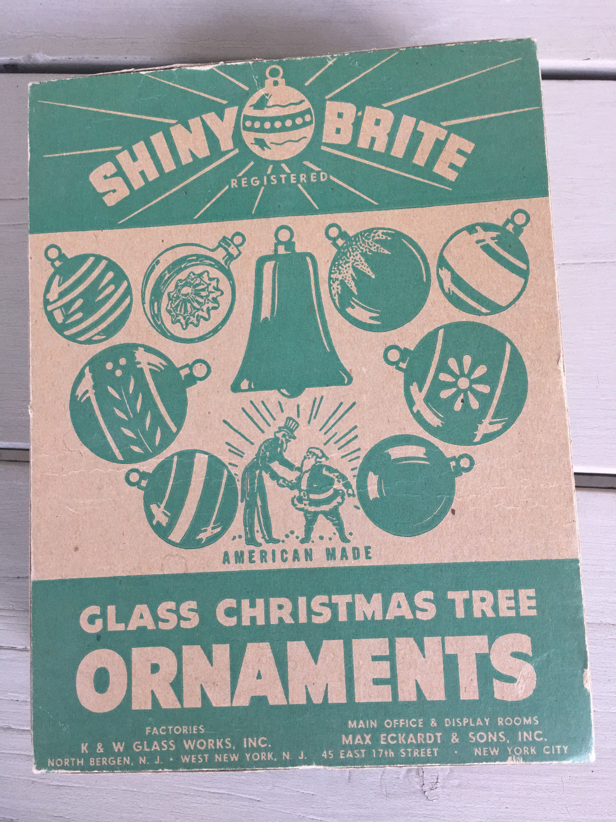 Vintage Shiney Brite Christmas Glass Mercury Ornaments Striped Indent w/ Box #17