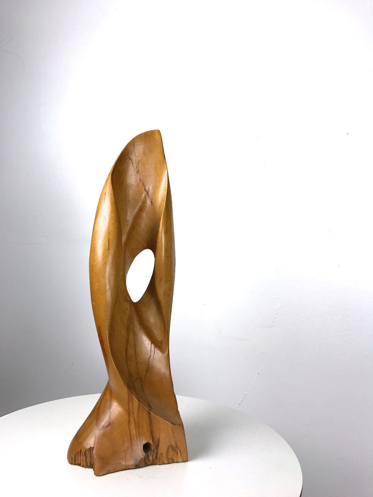 Vintage Carved Wood Abstract Biomorphic Sculpture Studio Art Signed RC Taylor