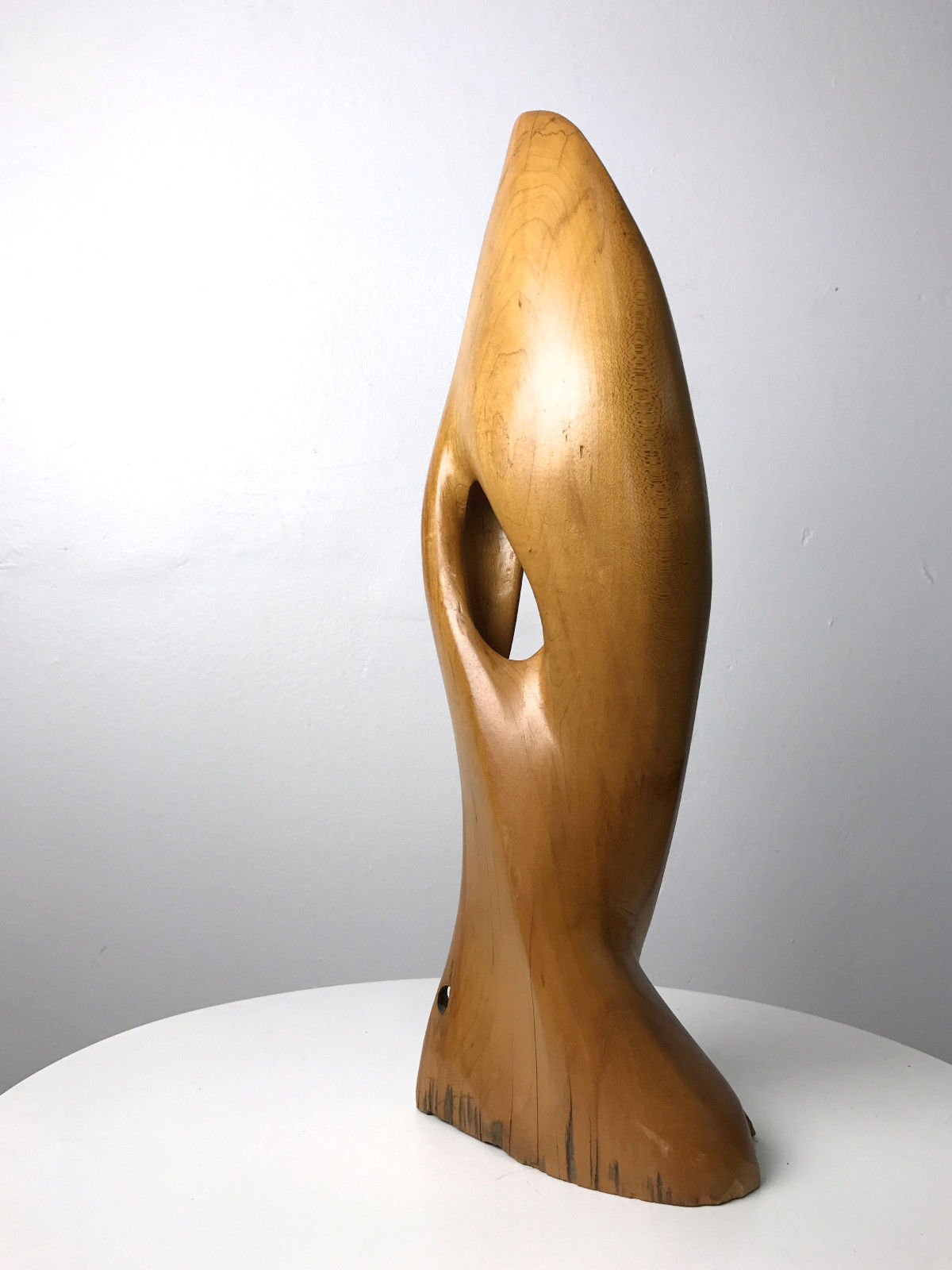 Vintage Carved Wood Abstract Biomorphic Sculpture Studio Art Signed RC Taylor