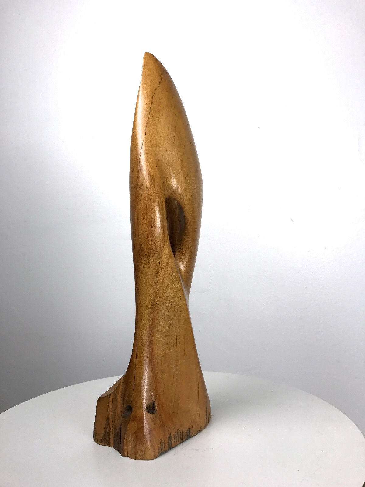 Vintage Carved Wood Abstract Biomorphic Sculpture Studio Art Signed RC Taylor