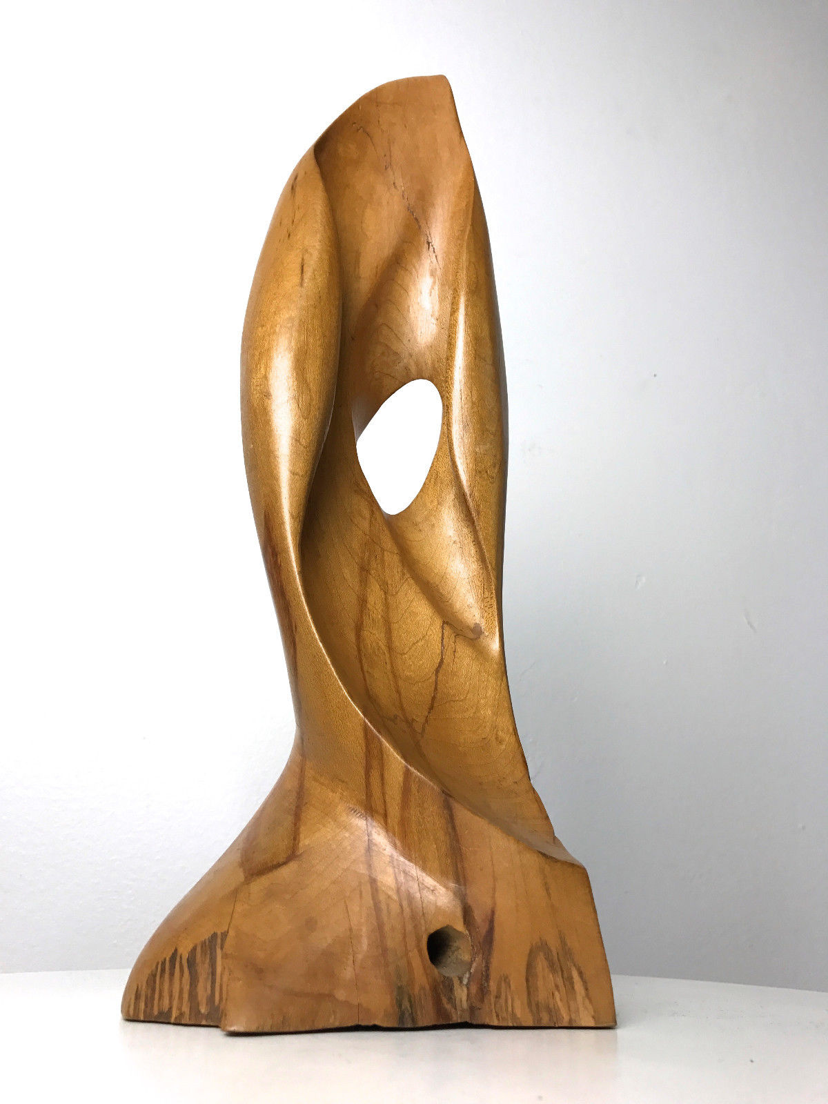 Vintage Carved Wood Abstract Biomorphic Sculpture Studio Art Signed RC Taylor