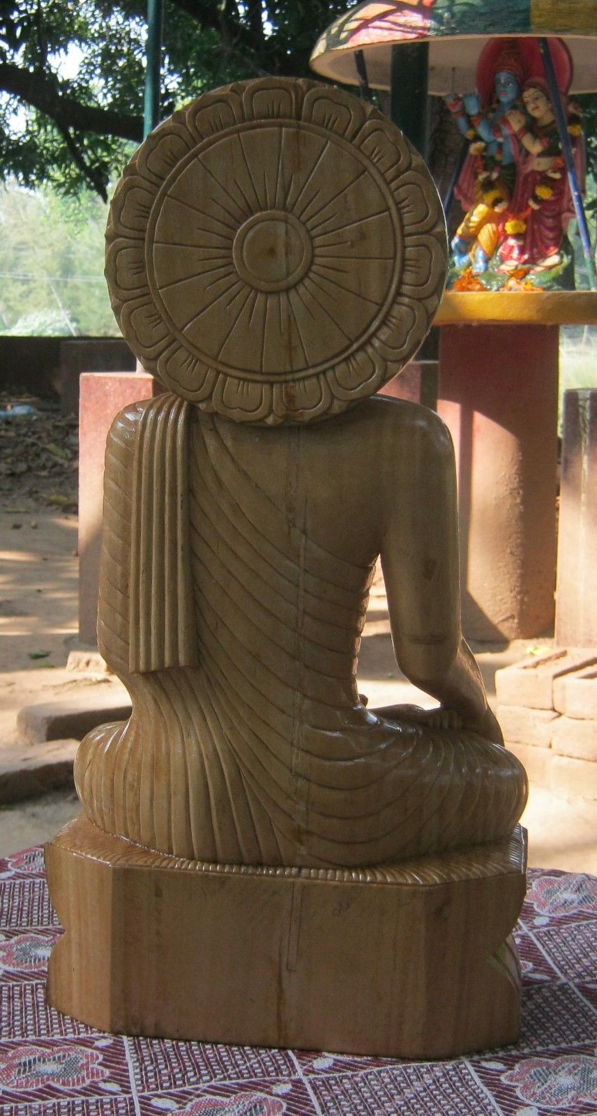 Large Beautiful Wooden Sculpture Hand Carved Statue Lord BUDDHA ~ BHUMI SPARSHA~