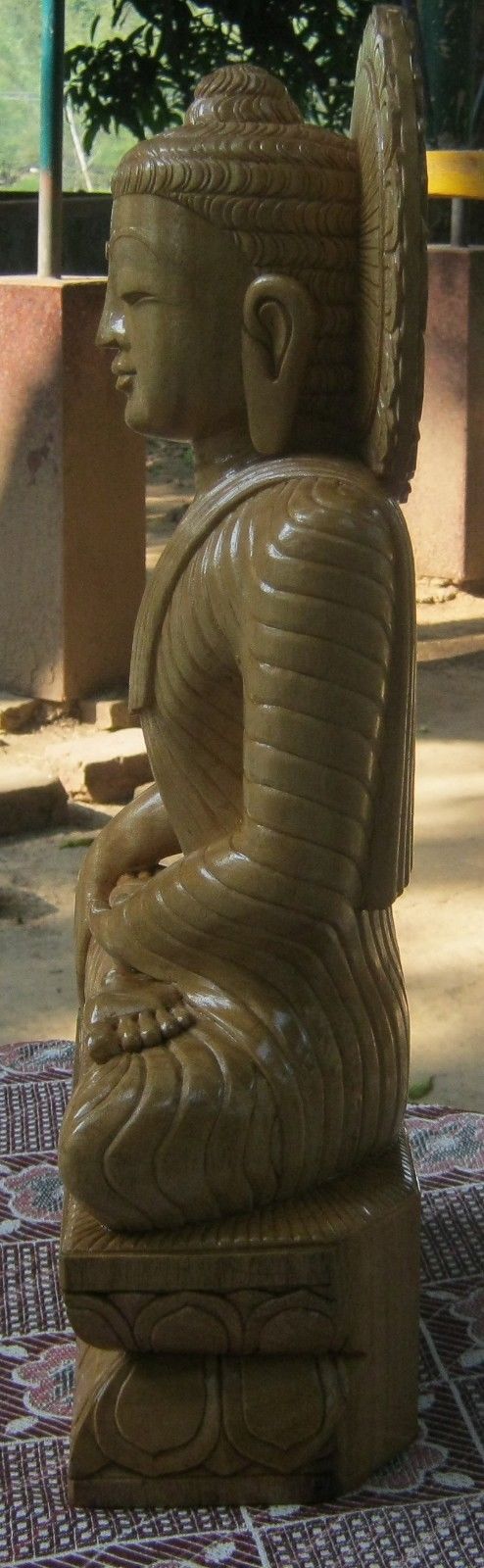 Large Beautiful Wooden Sculpture Hand Carved Statue Lord BUDDHA ~ BHUMI SPARSHA~