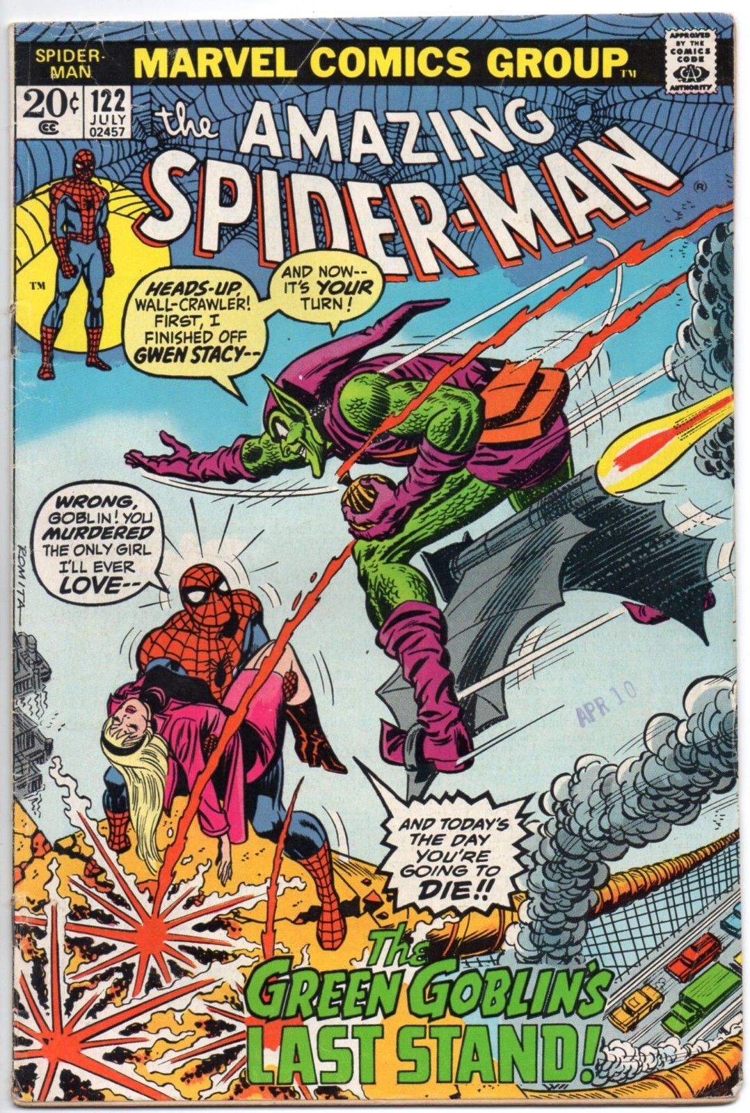Amazing Spider-Man 122 Death of Green Goblin! First 1st Printing Bronze Age 1973