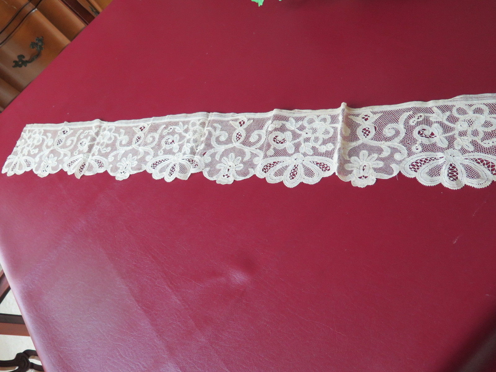 Vtg Antique Flanders Wide Handmade Lace Trim 19th Century Beautiful!