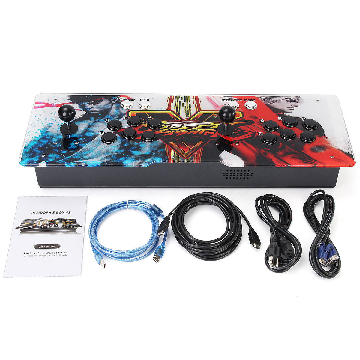 800 Video Games TV Jamma Arcade Console Kit 2 Joystick Button VGA Pandora Box 4s