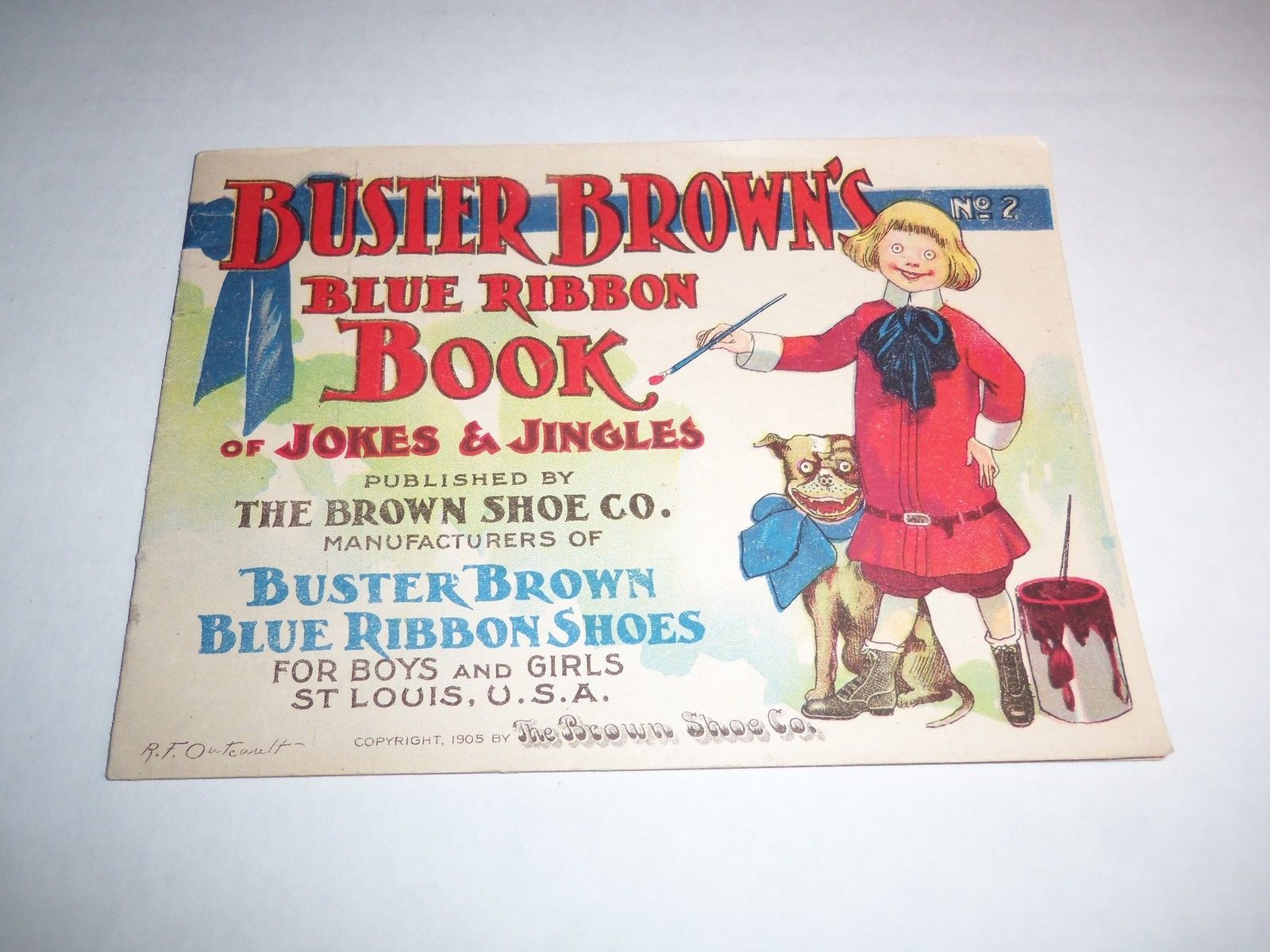 NICE! 1905 BUSTER BROWN'S BLUE RIBBON BOOK of Jokes & Jingles # 2 & Yellow Kid