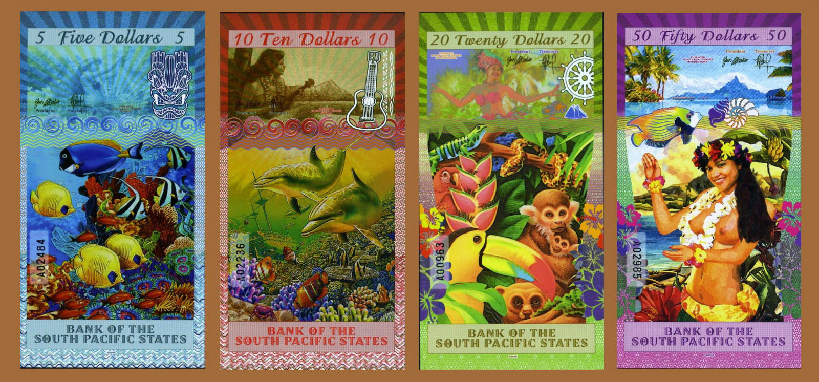 SET, South Pacific States, $5;$10;$20;$50 2015-2016, Polymer, UNC