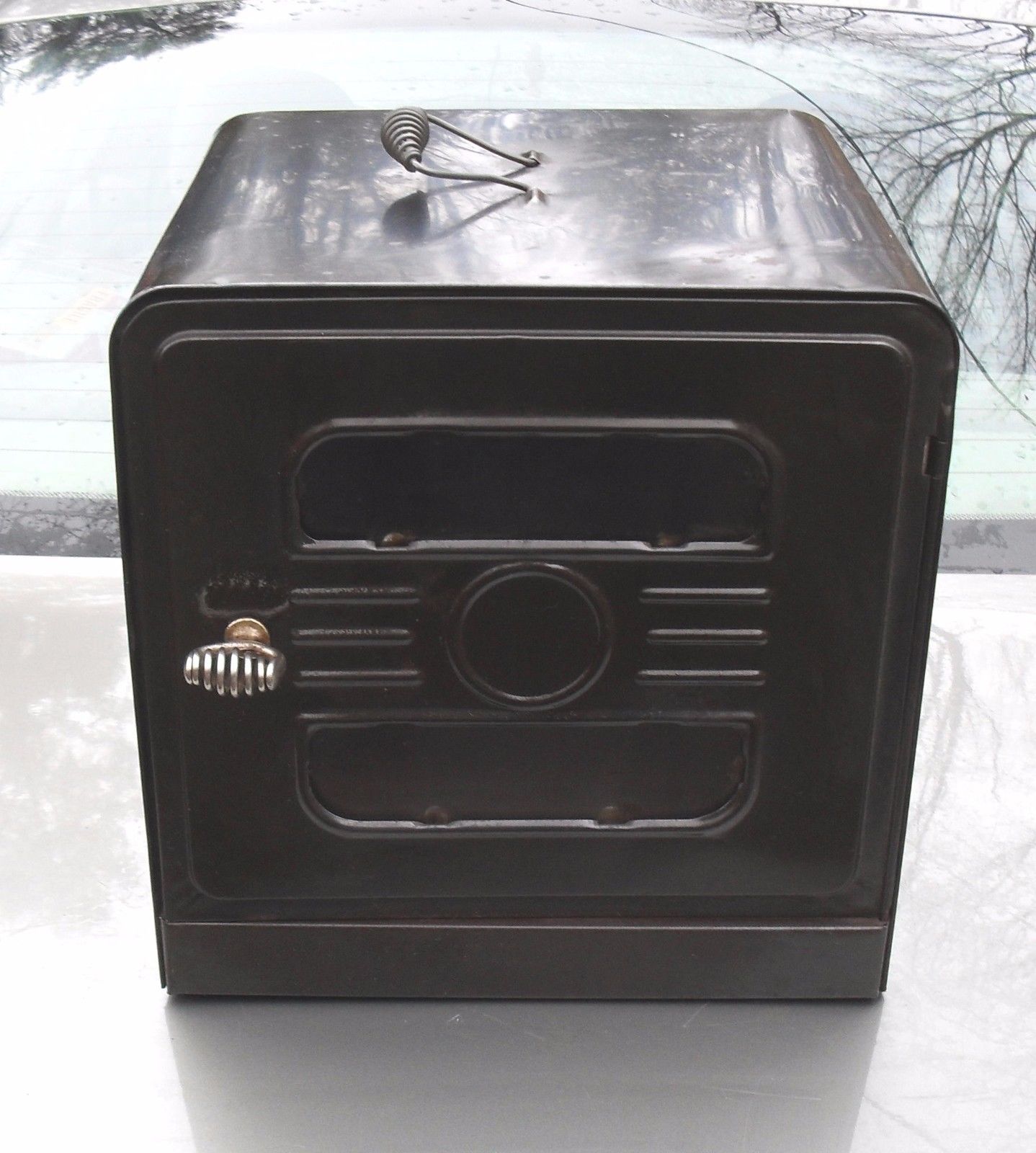 NICE OLD ANTIQUE STOVE TOP PIE OVEN - BOLO OVEN WITH GLASS DOOR TOP & BOTTOM