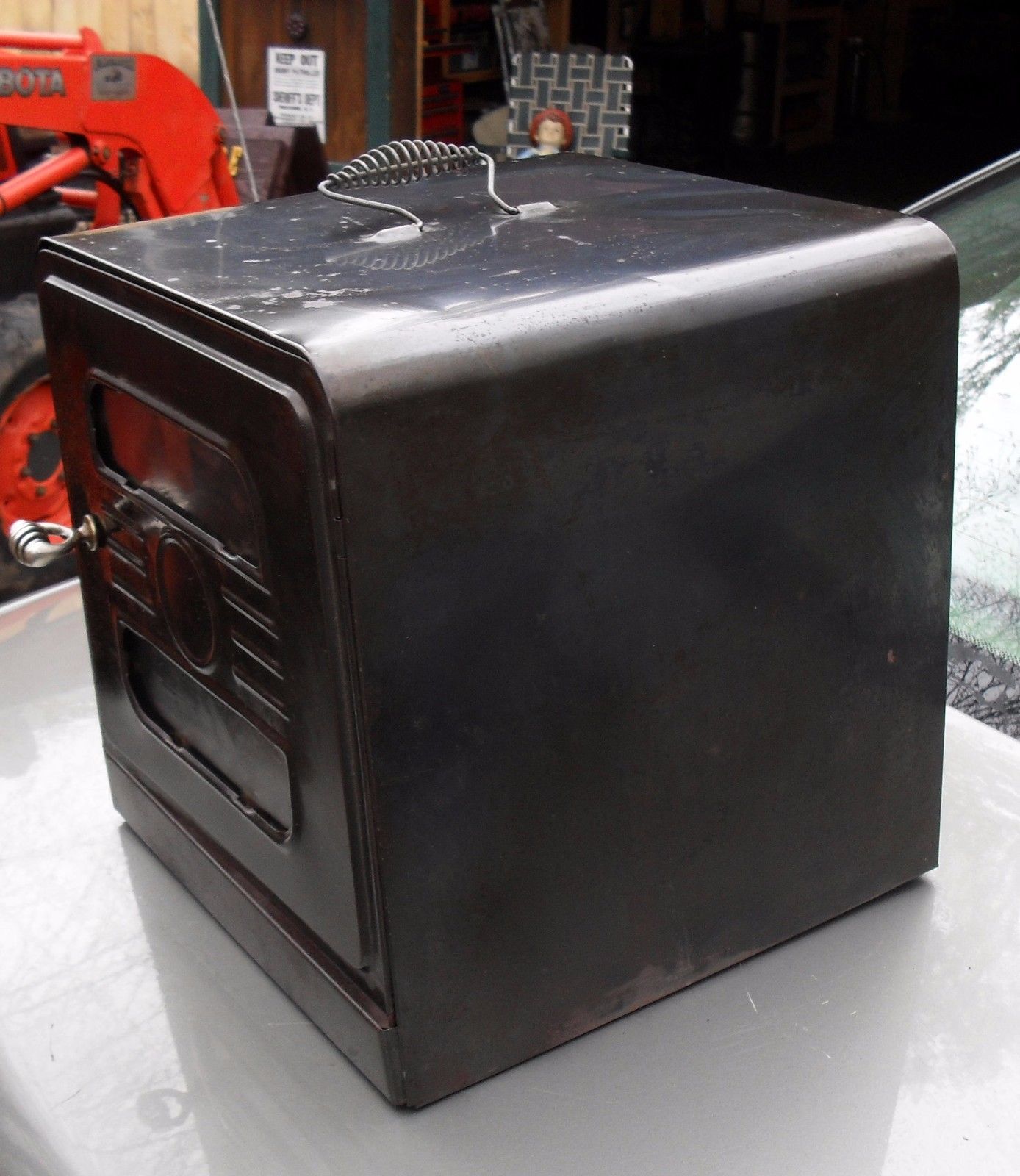 NICE OLD ANTIQUE STOVE TOP PIE OVEN - BOLO OVEN WITH GLASS DOOR TOP & BOTTOM