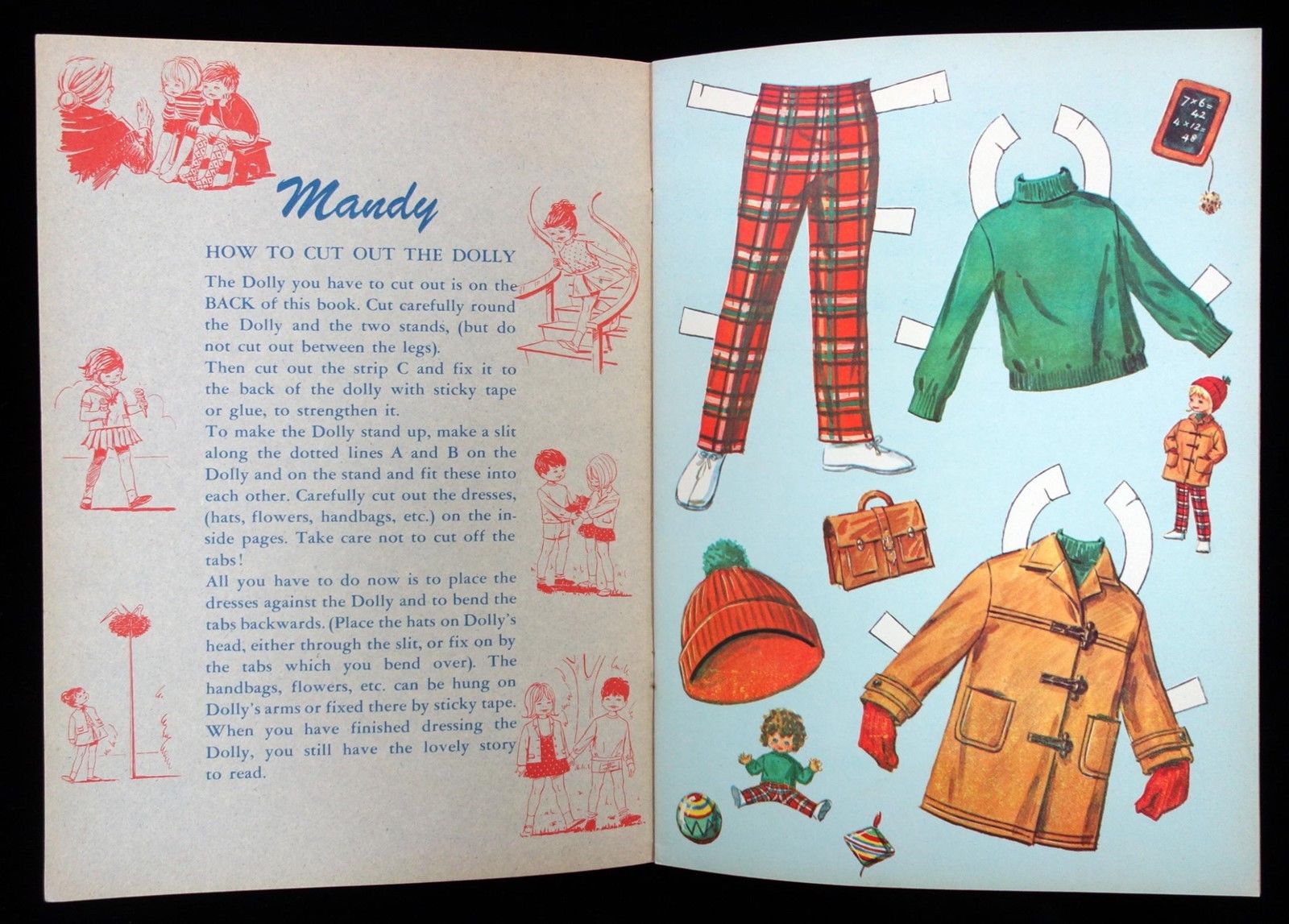 Un-Cut Paper Doll Book TMandy Dressing Doll & Story Book, Sandles c1960s-70s