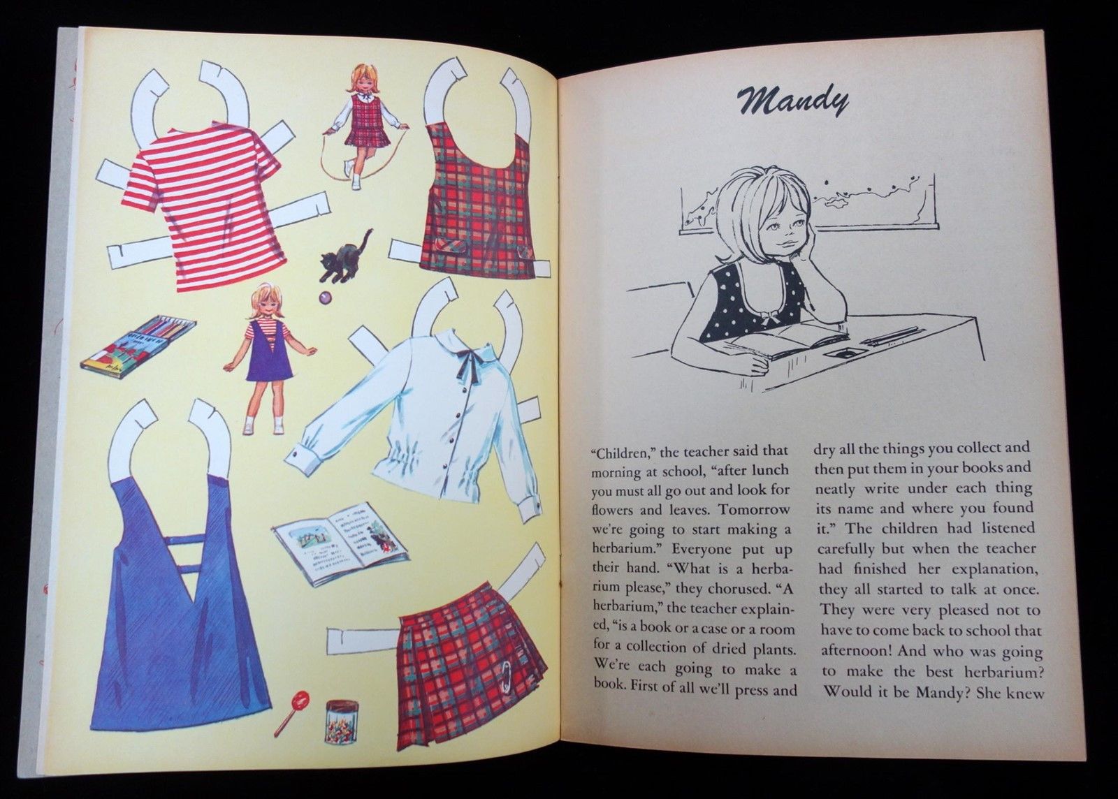 Un-Cut Paper Doll Book TMandy Dressing Doll & Story Book, Sandles c1960s-70s