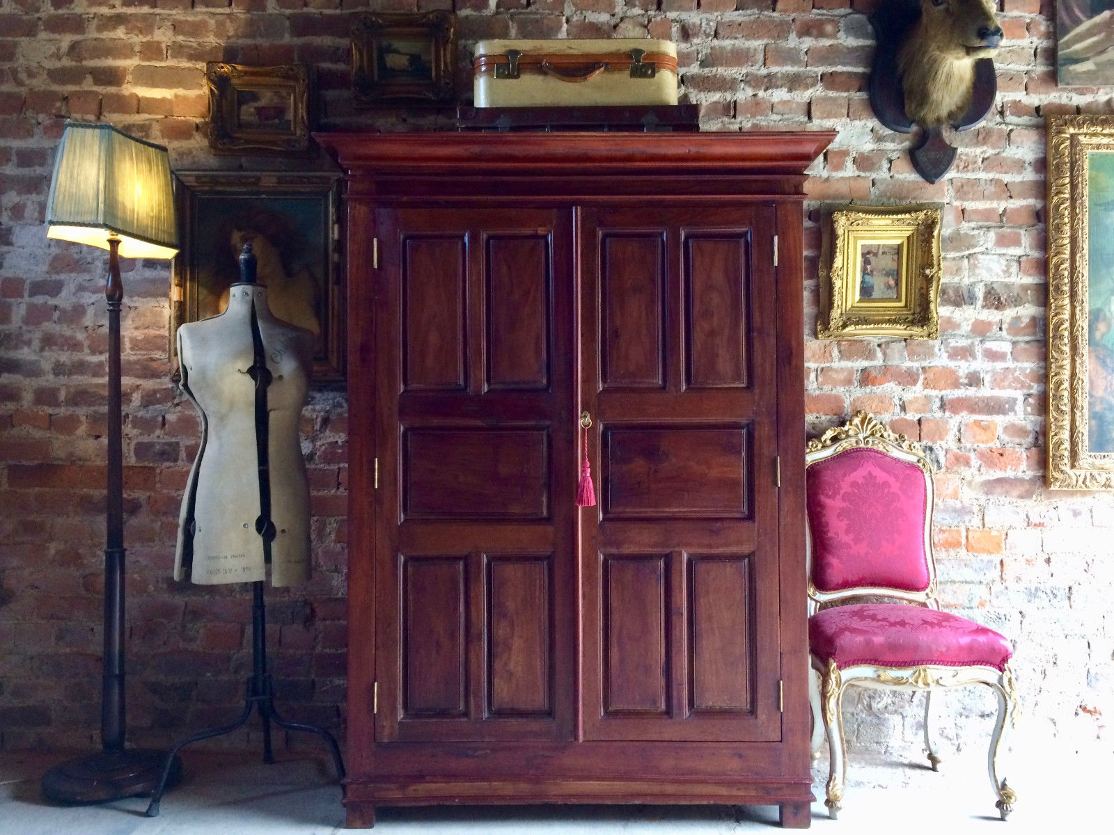 Stunning Hall Cupboard Cabinet Wardrobe Solid Teak Antique Style