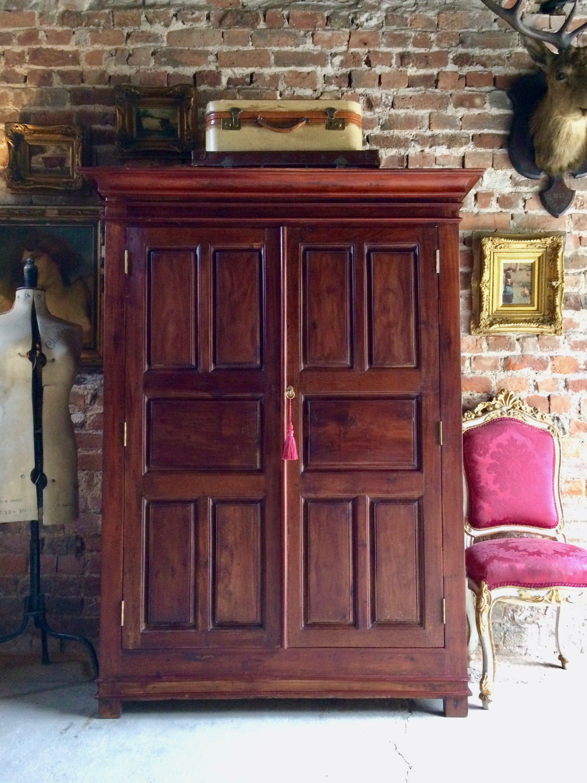 Stunning Hall Cupboard Cabinet Wardrobe Solid Teak Antique Style