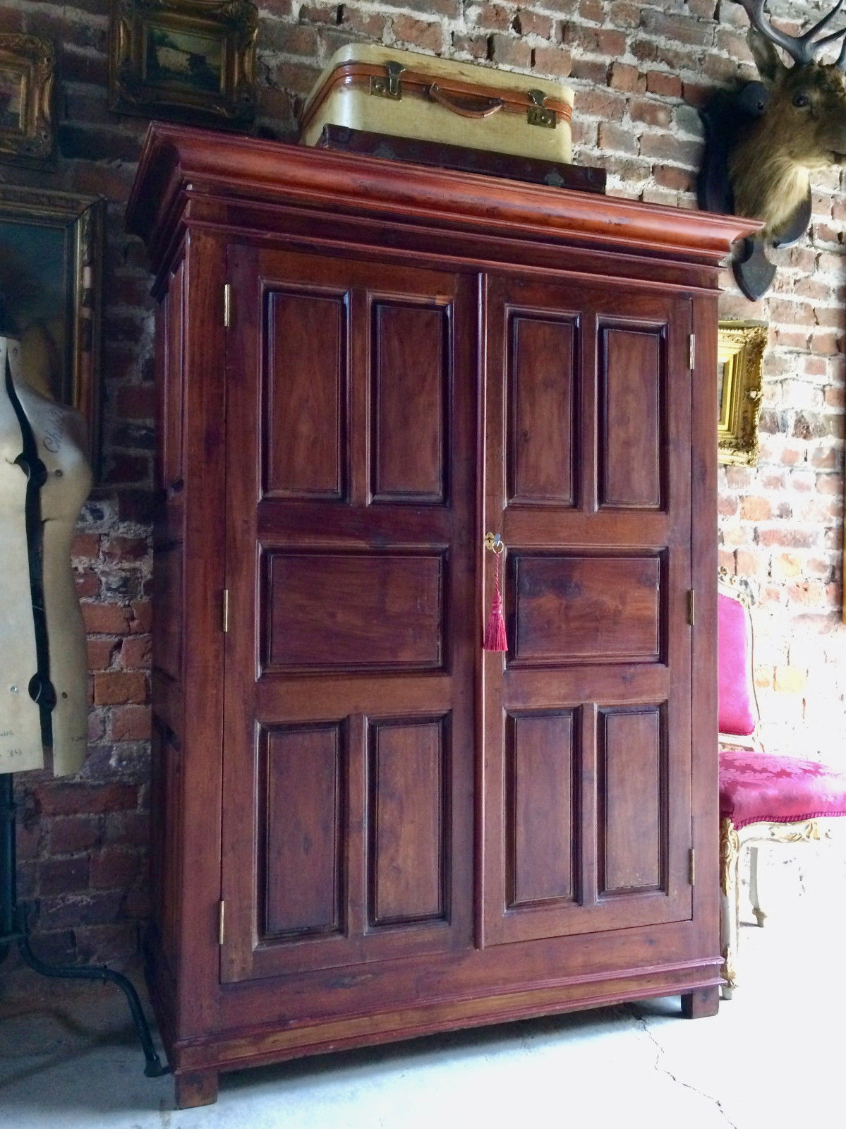 Stunning Hall Cupboard Cabinet Wardrobe Solid Teak Antique Style