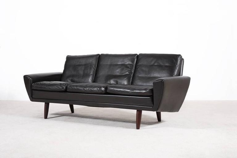 VINTAGE DANISH MID-CENTURY GEORG THAMES 3 SEATER LEATHER SOFA 1960's