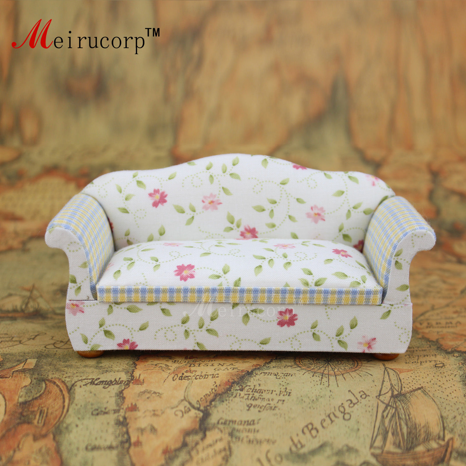 Floral pattern 1/12 Scale Dollhouse Miniature Furniture Sofa 10438