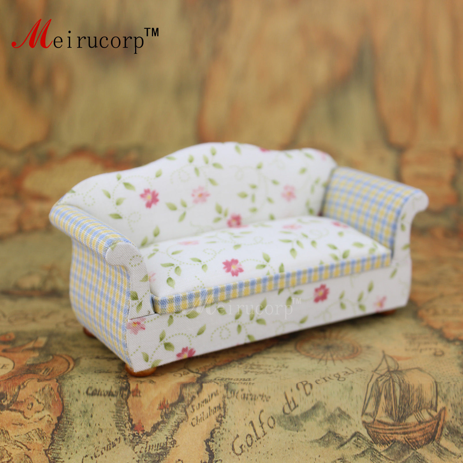 Floral pattern 1/12 Scale Dollhouse Miniature Furniture Sofa 10438